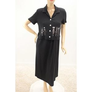 California Concepts Maxi Dress Bolero Cardigan Set Size 12 Artsy Women Graphics